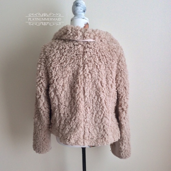 Pressed Pink SHERPA Faux Fur Teddy Bear Coat NWT - Picture 5 of 7
